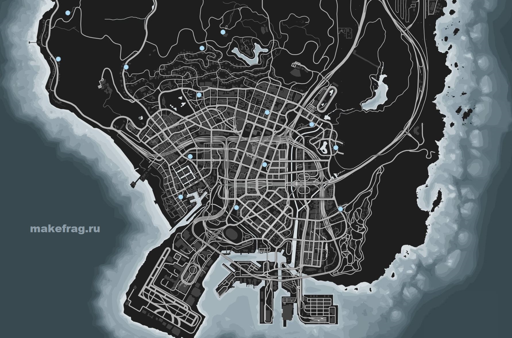 Карта местоположения снеговиков GTA 5 Online